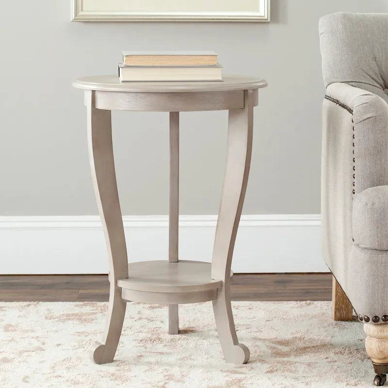 SAFAVIEH Carlotta Grey Pedestal Side Table - Dimensions: 18.1" W x 18.1" D x 26" H