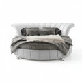 Sofacraft White Faux Leather Venetian Round King Bed