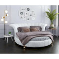 Sofacraft White Faux Leather Venetian Round King Bed