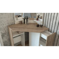 LED-Illuminated Pearl Corner Makeup Vanity with Storage