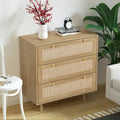 Modern Boho 3-Drawer Rattan Dresser - Stylish Chest of Drawers with Ample Storage for Your Bedroom