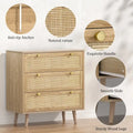 Modern Boho 3-Drawer Rattan Dresser - Stylish Chest of Drawers with Ample Storage for Your Bedroom