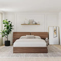 Walnut Nexera Storage Bed with Integrated Headboard