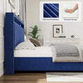 King Size Velvet Gas Lift Storage Bed with LED RF Lights and Storage Headboard