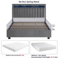 King Size Velvet Gas Lift Storage Bed with LED RF Lights and Storage Headboard