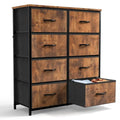 8-Drawer Tall Fabric Dresser with Wood Top and Sturdy Steel Frame - Stylish Bedroom Storage Solution