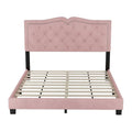 Modern Velvet Queen Size Upholstered Bed Frame with Tufted Headboard and Rivet Accents