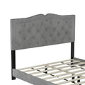 Modern Velvet Queen Size Upholstered Bed Frame with Tufted Headboard and Rivet Accents