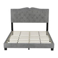 Modern Velvet Queen Size Upholstered Bed Frame with Tufted Headboard and Rivet Accents
