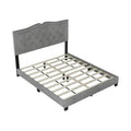Modern Velvet Queen Size Upholstered Bed Frame with Tufted Headboard and Rivet Accents