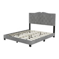 Modern Velvet Queen Size Upholstered Bed Frame with Tufted Headboard and Rivet Accents