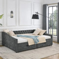 Upholstered Tufted Queen Size Daybed Sofa Bed with Storage Drawers