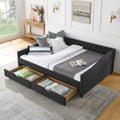 Upholstered Tufted Queen Size Daybed Sofa Bed with Storage Drawers