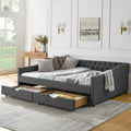 Upholstered Tufted Queen Size Daybed Sofa Bed with Storage Drawers