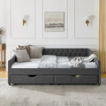 Upholstered Tufted Queen Size Daybed Sofa Bed with Storage Drawers