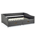 Upholstered Tufted Queen Size Daybed Sofa Bed with Storage Drawers