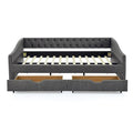 Upholstered Tufted Queen Size Daybed Sofa Bed with Storage Drawers