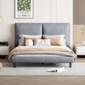 Queen Platform Bed with Dual Oversized Headrests