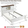 Farmhouse Platform Bed with Storage Headboard Sliding Doors and Charging Station