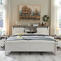 Farmhouse Full Bed Frame with Storage Shelves and Built-in Charging Station