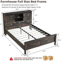 Farmhouse Platform Bed with Storage Headboard Sliding Doors and Charging Station