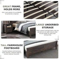 Farmhouse Platform Bed with Storage Headboard Sliding Doors and Charging Station
