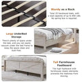 Farmhouse Full Bed Frame with Storage Shelves and Built-in Charging Station