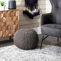 Nuloom York Classic Solid Knitted Jute Ottoman Pouf