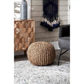 Nuloom York Classic Solid Knitted Jute Ottoman Pouf