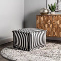 Nuloom Porto Striped Printed Ottoman Pouf for Indoor/Outdoor Use