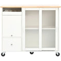 Merax Spacious Kitchen Island Cart with Adjustable Shelf and Dual Drawers
