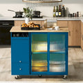 Merax Spacious Kitchen Island Cart with Adjustable Shelf and Dual Drawers