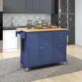 Mobile Kitchen Island on Wheels with Drop Leaf and Solid Wood Top