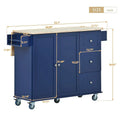 Mobile Kitchen Island on Wheels with Drop Leaf and Solid Wood Top