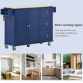 Mobile Kitchen Island on Wheels with Drop Leaf and Solid Wood Top