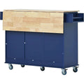 Mobile Kitchen Island on Wheels with Drop Leaf and Solid Wood Top