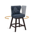 LUE BONA Set of 4 Mid-Century Modern 26-Inch Swivel Counter Stools with Faux Leather and Fabric Upholstery for Kitchen Island