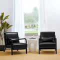 Glitzhome Set of 2 Mid-Century Modern PU Leather Accent Chairs - 30.75H with Cushions (25.75W x 33.75D)