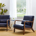 Glitzhome Set of 2 Mid-Century Modern PU Leather Accent Chairs - 30.75H with Cushions (25.75W x 33.75D)