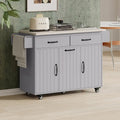 Kitchen Island with Built-In Trash Can Storage and Drop Leaf Cart