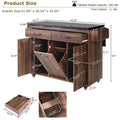 Kitchen Island with Built-In Trash Can Storage and Drop Leaf Cart