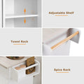 Kitchen Island with Built-In Trash Can Storage and Drop Leaf Cart