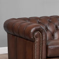 Hydeline Alton Bay Top Grain Leather Chesterfield Sofa and Loveseat Set