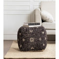 Handmade Black & White Square Pouf Ottoman - 20 x 20 x 20 Inches - Jani Tamarindo Footrest for Living Room and Nursery