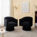 SEYNAR Set of 2 Modern Glam Velvet Upholstered Round Swivel Accent Barrel Chairs