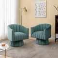 SEYNAR Set of 2 Modern Glam Velvet Upholstered Round Swivel Accent Barrel Chairs