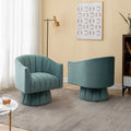 SEYNAR Set of 2 Modern Glam Velvet Upholstered Round Swivel Accent Barrel Chairs