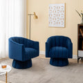 SEYNAR Set of 2 Modern Glam Velvet Upholstered Round Swivel Accent Barrel Chairs