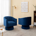 SEYNAR Set of 2 Modern Glam Velvet Upholstered Round Swivel Accent Barrel Chairs