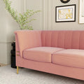 Contemporary Velvet Upholstered 3-Seat Sofa with Golden Metal Legs - Pink Living Room Couch (83.46" x 30.51" x 31.9")